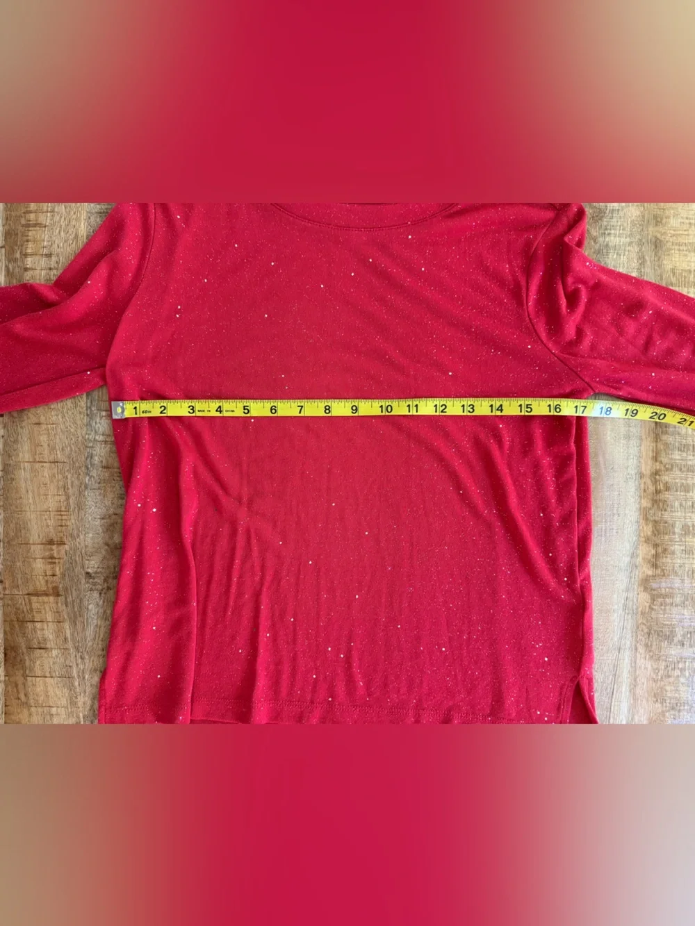 Old Navy Girls XL 14-16 Red Glitter Sparkle Long Sleeve Holiday Top